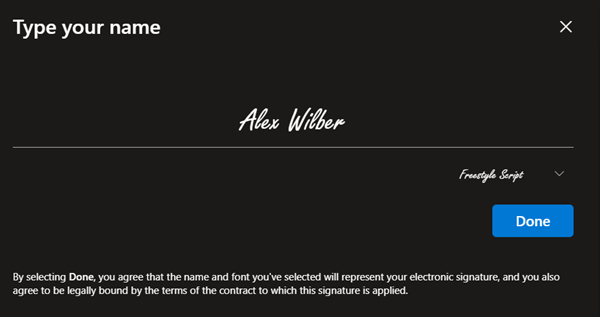 Type your name as the signature