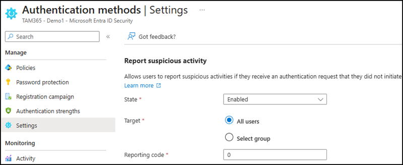 Enable Report Suspicious Activity for your users