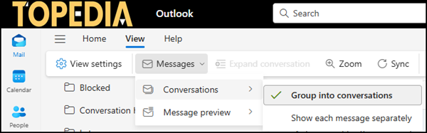 Enable the conversation view on Outlook