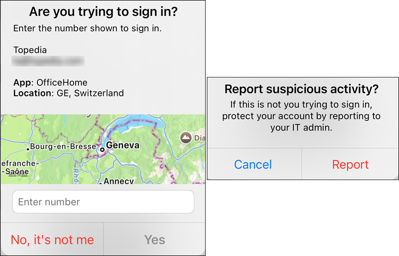 Report Suspicious Activity in Microsoft Authenticator