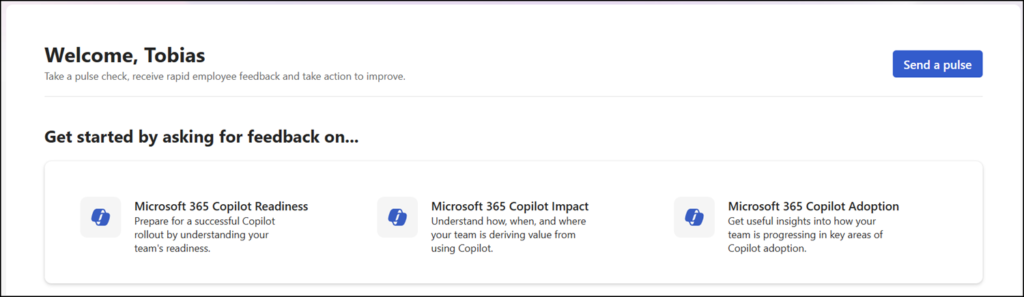 Create a new Viva Pulse request (limited edition for users with a Microsoft 365 Copilot license)