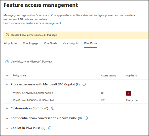 Viva feature access management policies in M365 admin center