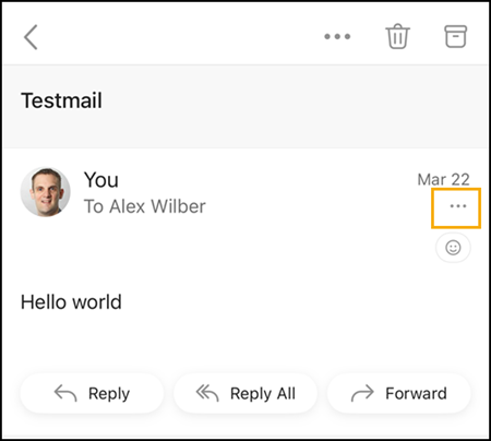 Open an email in the Sent folder