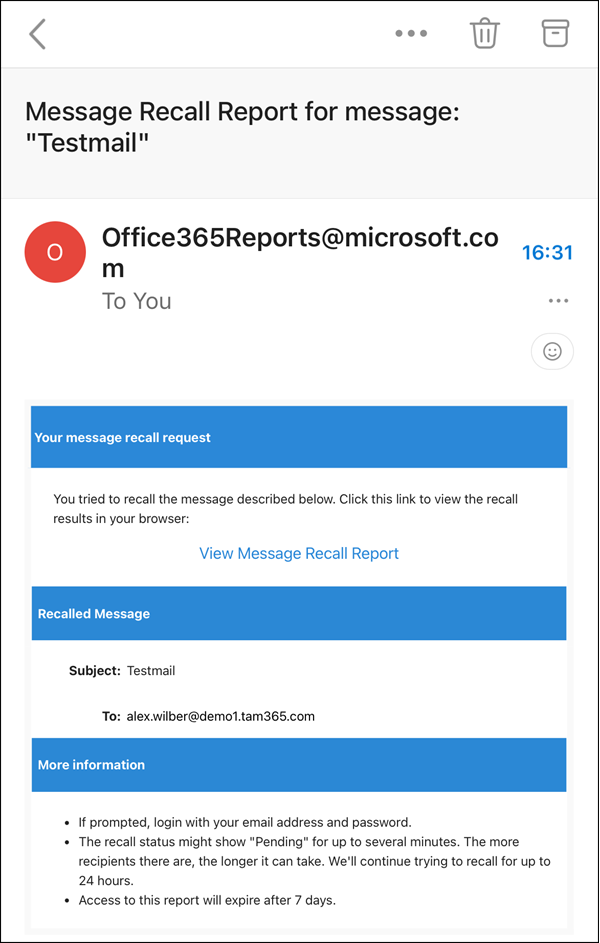 Recall report