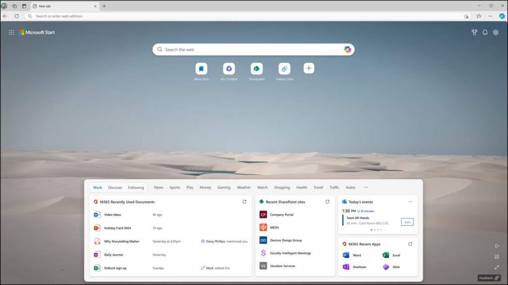 Aktualisierter My Feed im neuen Microsoft Edge-Tab