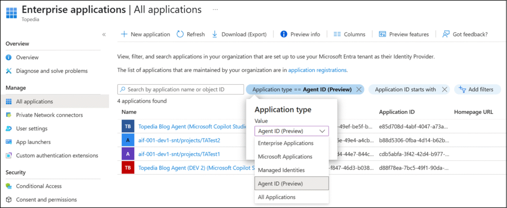 Agent ID in Enterprise Applications