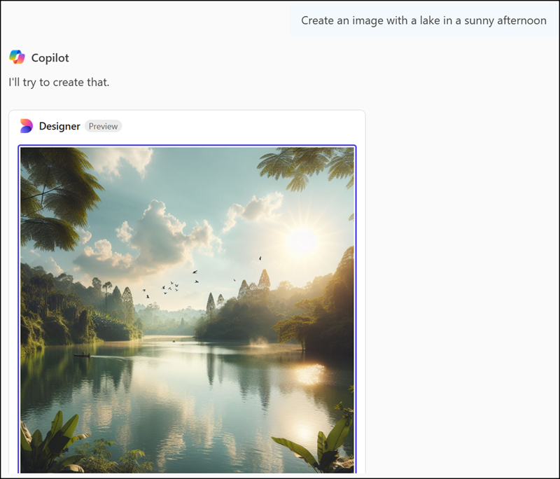 Ask Copilot Chat to create an image