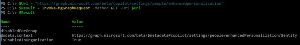 Current setting for enhancedpersonalization