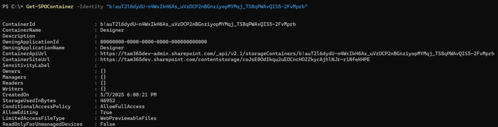 One of the new Designer containers (with an unknown application ID)