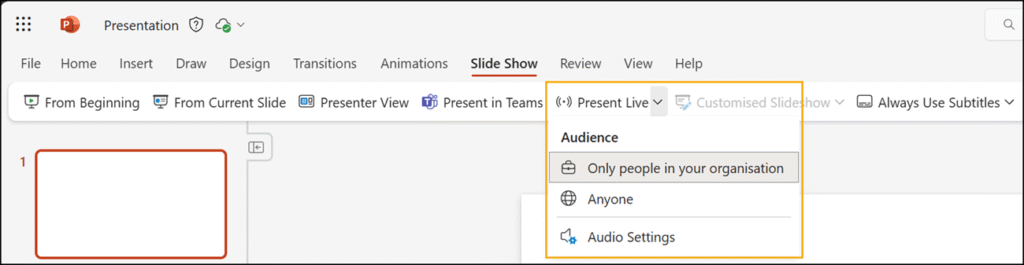 Present Live in PowerPoint for the web