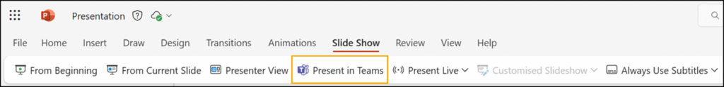 Use PowerPoint Live in Teams as an alternative