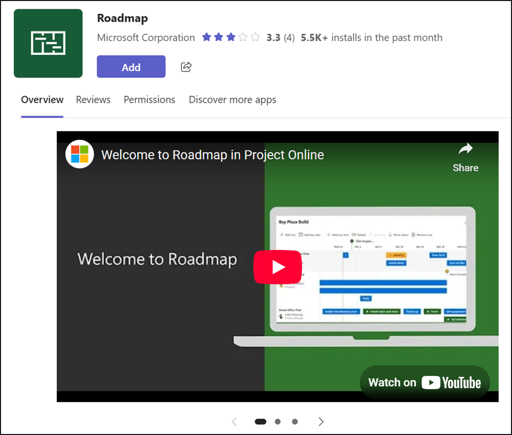 Roadmap app in Teams