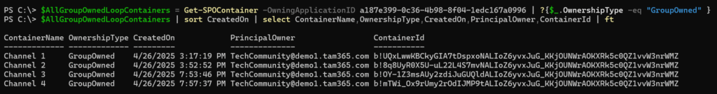 Loop-Container, die mit einem Teams-Kanal verbunden sind
