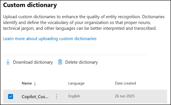 A list of all custom dictionaries in different languages
