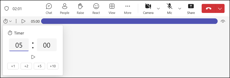 Countdown timer bar, visible to all meeting participants