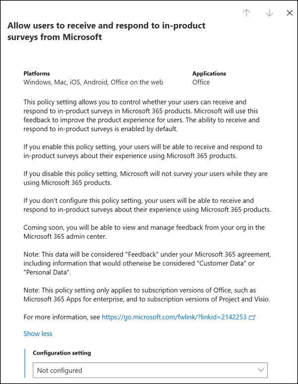 Survey policy in Cloud Policy service