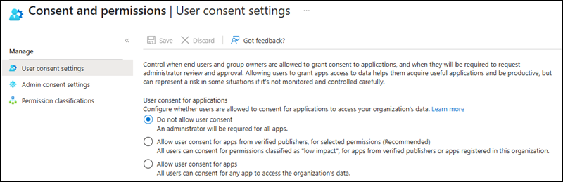 Do not allow user consent