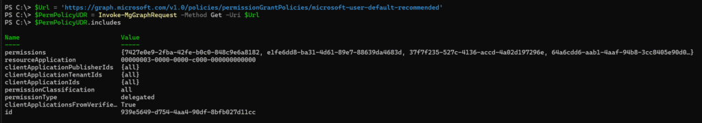 Includes from microsoft-user-default-recommended policy