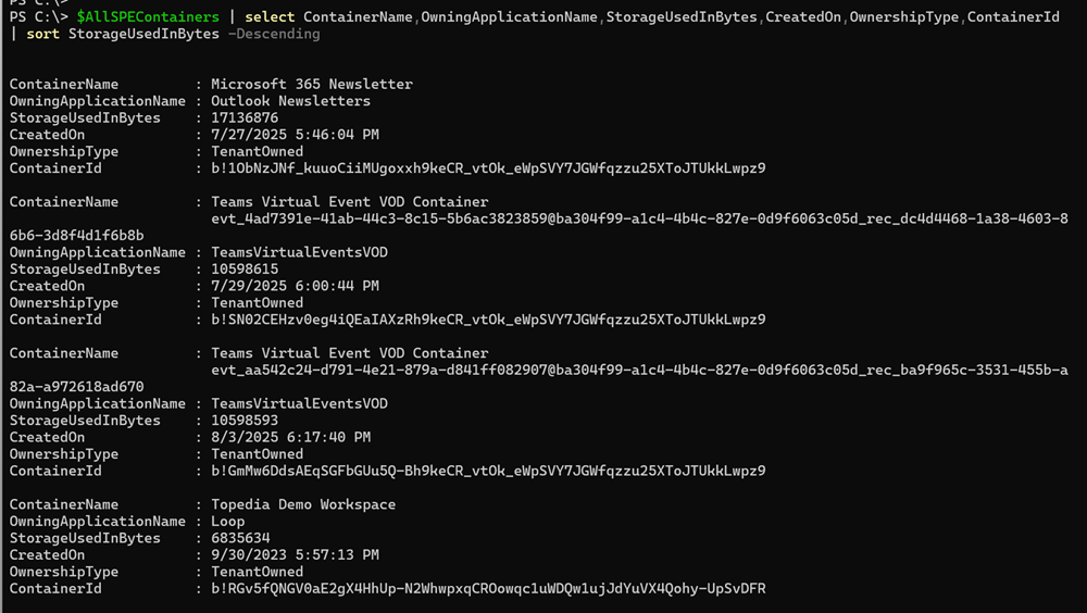 The export provides a clear breakdown of valuable details
