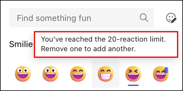 20 reactions per message and user are the limit