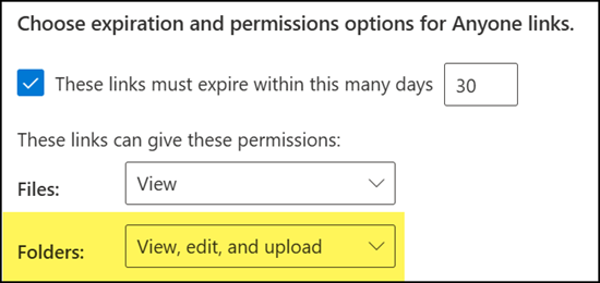 "View, edit, and upload" for folders