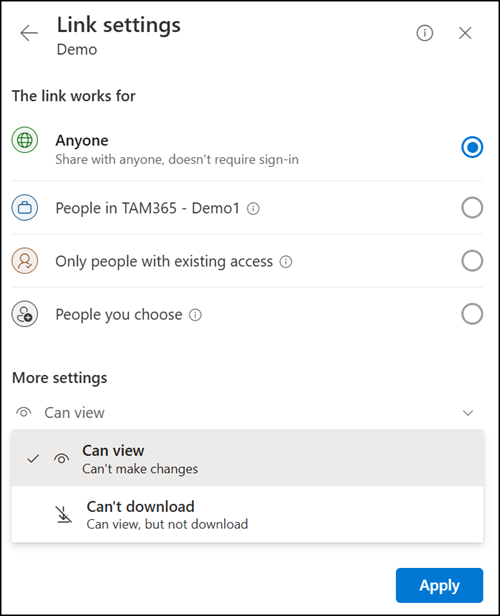 Limit the folder sharing for Anyone links