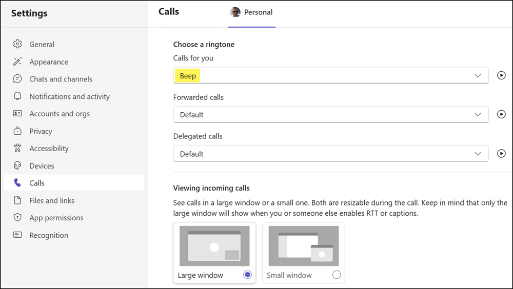 A new "Beep" ringtone with a beep every five seconds during the ringing period