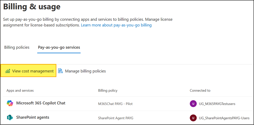 PAYG billing services in the Microsoft 365 admin center