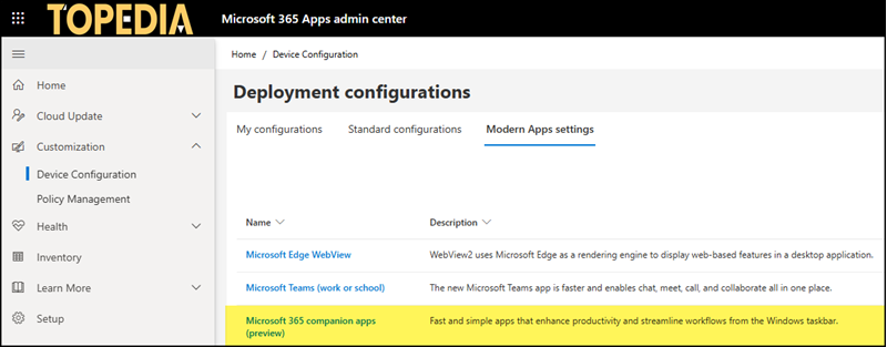 Configure the preinstallation of Microsoft 365 companion apps