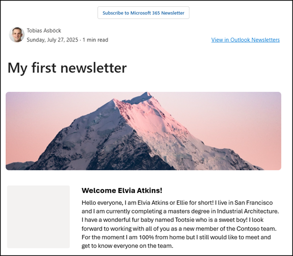 New Outlook Newsletter edition