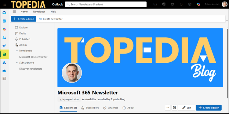 Newsletters in Outlook in ReadWrite mode for users