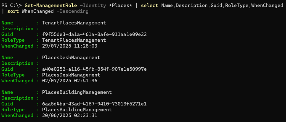 Microsoft Places RBAC roles in Exchange Online