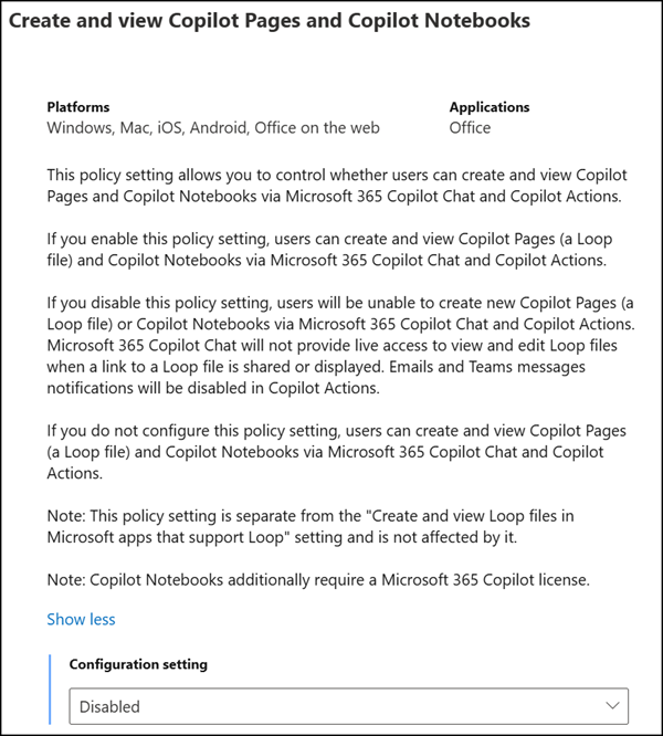 The updated cloud policy for Copilot Pages and Notebooks