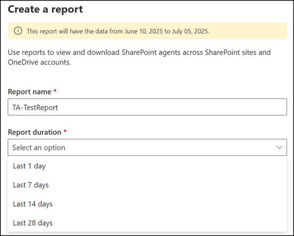 Create a new SharePoint Agent Insights report