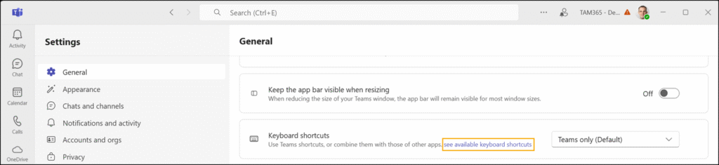 View the predefined shortcuts