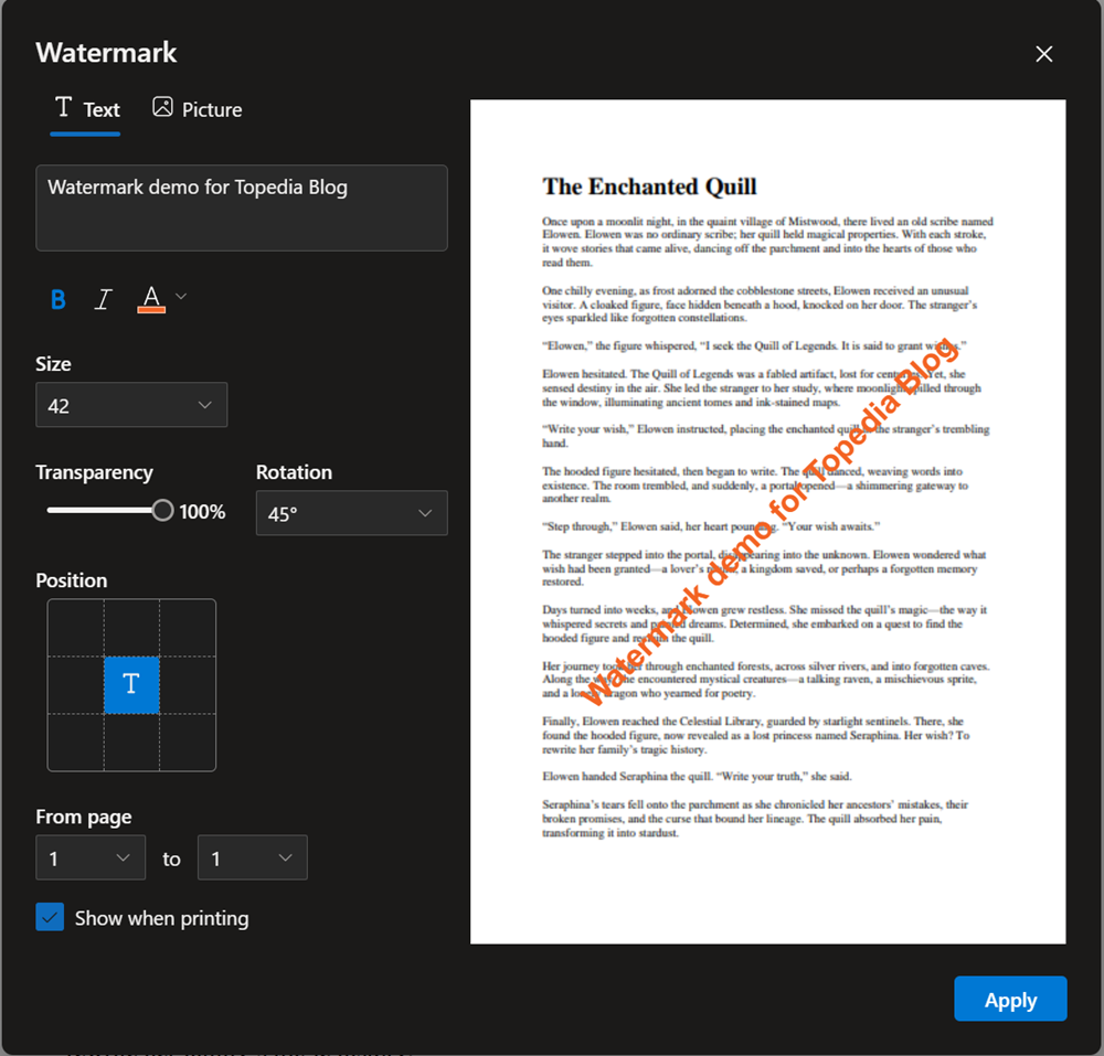 Apply watermarks to PDF documents in OneDrive and SharePoint