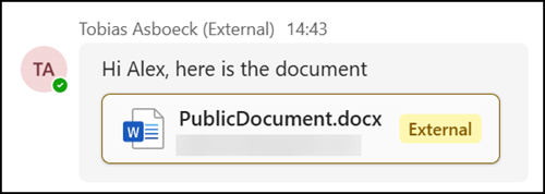 Files shared by external users are marked with an 'External' tag