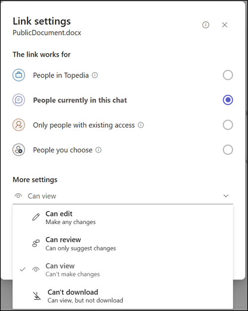 Sharing permissions for external users