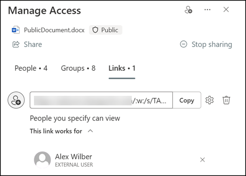 Remove the permissions for a shared file