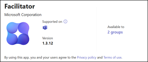 Facilitator app in the Teams Admin Center