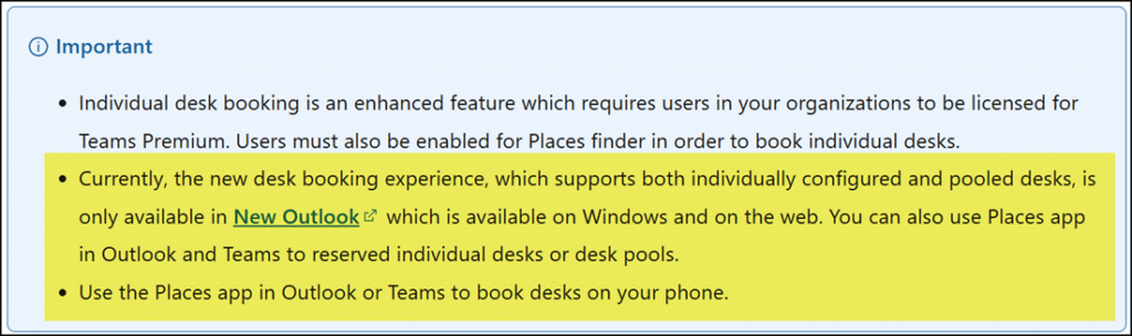 Documentation about configuring desk booking