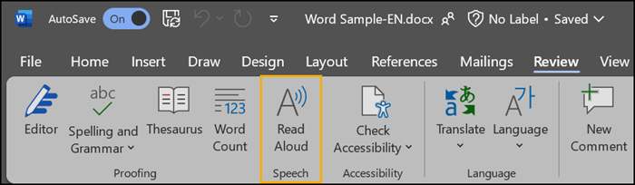 Read Aloud in Word