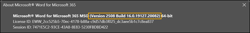 Version 16.0.18827.20202 or later is required