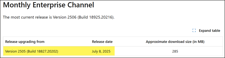 Microsoft 365 Apps Release Information
