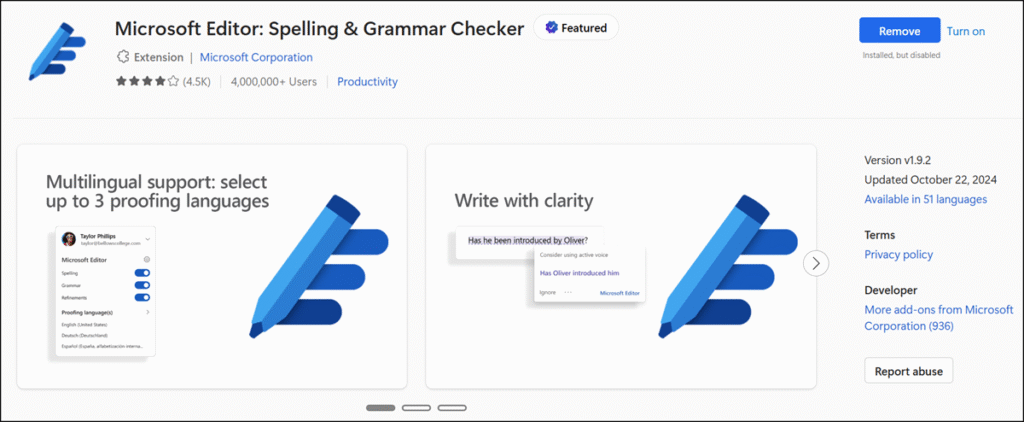 Microsoft Editor extension for Edge and Google Chrome will be retired