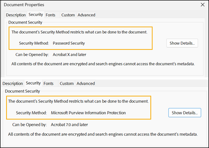 Check the security settings to see which method is applied