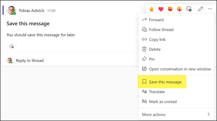 Save a channel message