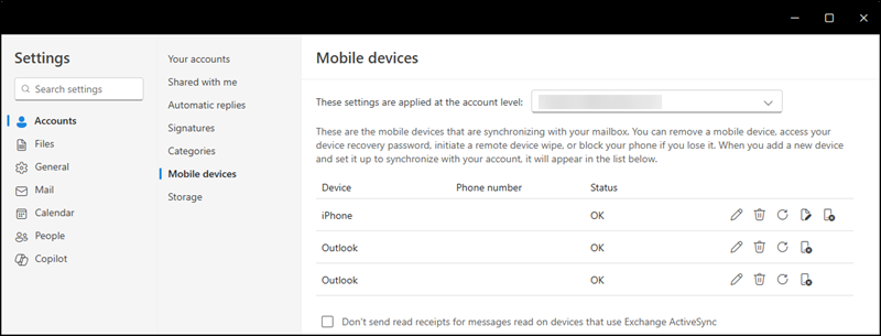 "Mobile devices" page will be removed