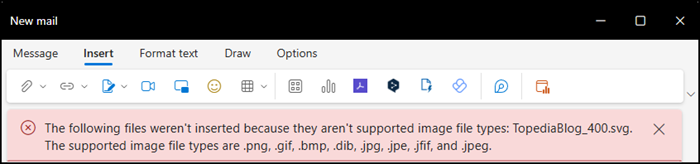 Outlook does not support inserting SVG images