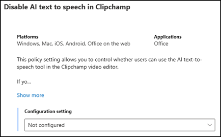 Disable AI text-to-speech in Clipchamp